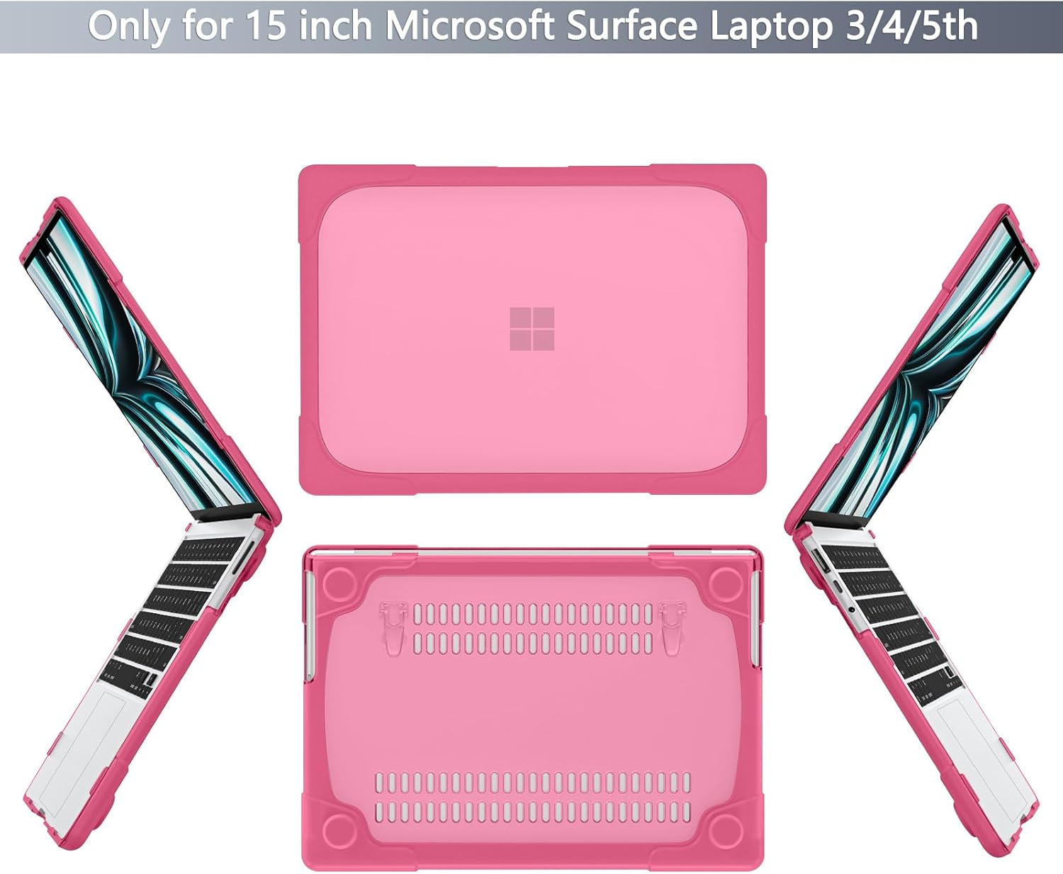 Batianda Heavy Duty Case for Microsoft Surface Laptop 5 4/3rd 15” Touch Screen with Fold Kickstand and Keyboard Cover - Shockproof Protective Cover for Enhanced Durability and Comfortable,Pink image 3 of 7 B0CFTWY33G