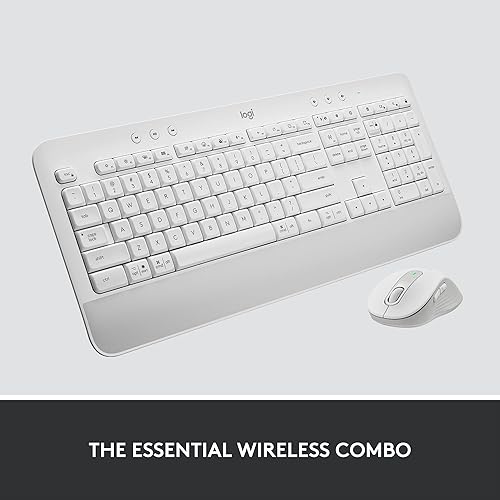 Vista 23 de Logitech Signature K650 Comfort - Teclado inalámbrico de tamaño completo con reposamuñecas, Bluetooth BLE o receptor USB Logi Bolt, teclas