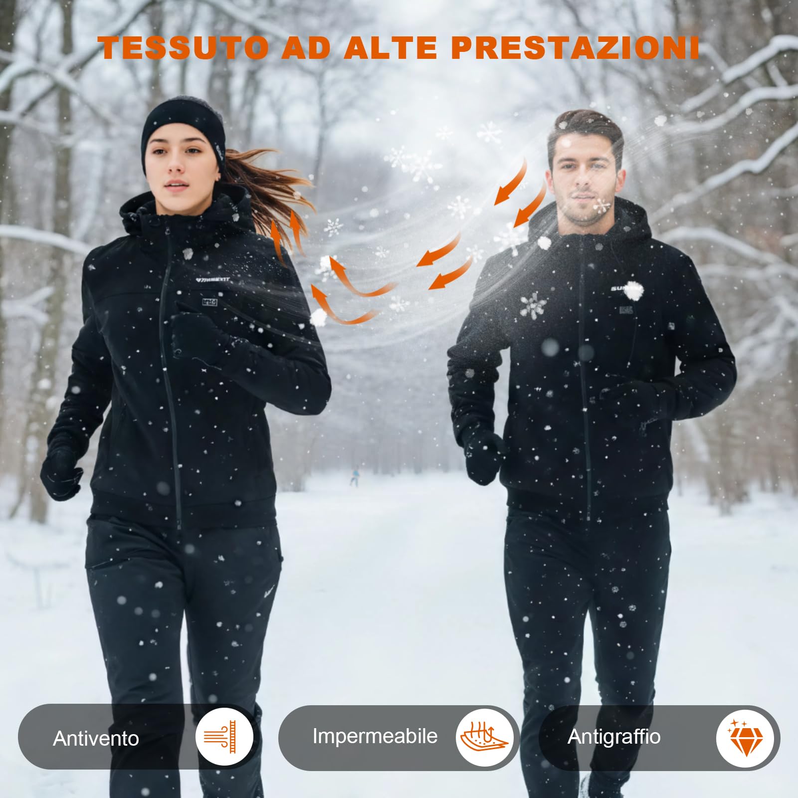 Giacca con Cappuccio Riscaldante con Cerniera e Interno in Pile per Uomo e Donna - Giacca Termica Intelligente 6 Zone, 3 Livelli di Calore - Batteria 7.4V 20000mAh per Outdoor, Campeggio
