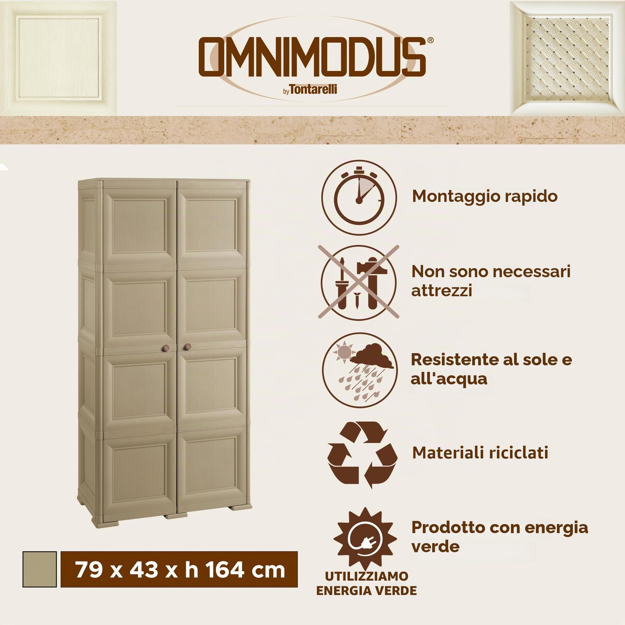 Tontarelli S.p.A. Armadio 4 Moduli 19605019, Talpa, 79X43<47>XH164CM