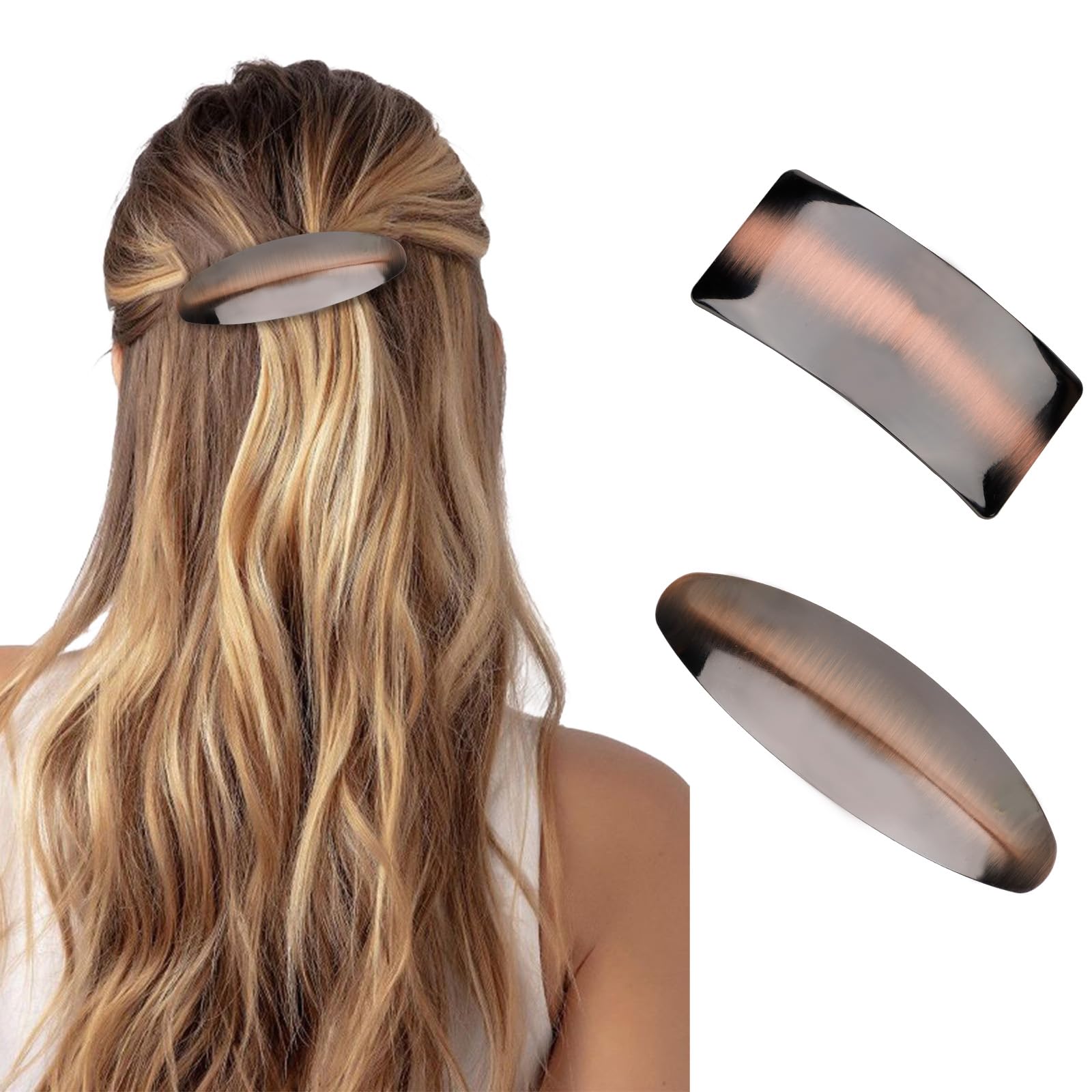 Hair Barrettes for Women 2packs Hair Clips French Hair Barrette Clip for Girls Vintage Hair Clips for Thick Thin Long Short Hair Square Oval Barrettes Stylish Hair Accessories for Women Girls