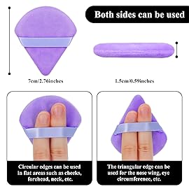Maitys 12 Pcs Powder Puff Triangle for Face Makeup Cosmetic Loose Powder Puff Velour Soft Body Washable Reusable Foundation Sponge Wet Dry Makeup Tool for Women(Small,Purple)