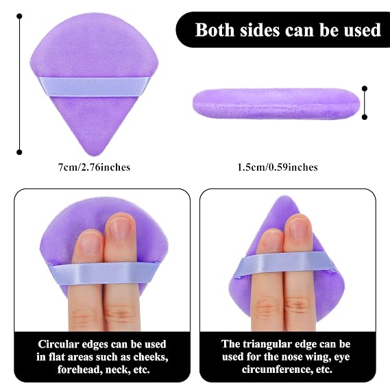 Maitys 12 Pcs Powder Puff Triangle,2.76 Inch,Purple