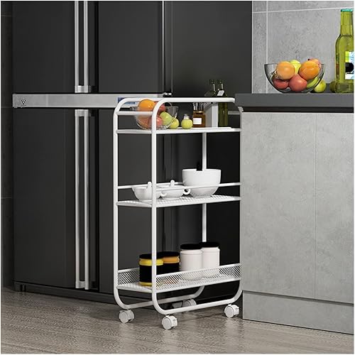 Estante de almacenamiento de cocina multifuncional con clip para carrito de almacenamiento de piso a techo multicapa ultra estrecho para baño,