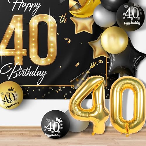 Miniatura 48 de Juego de globos dorados de feliz cumpleaños número 31 – Saludos a los 31 años de edad, guirnalda temática de fiesta con estrellas y luna, decoración