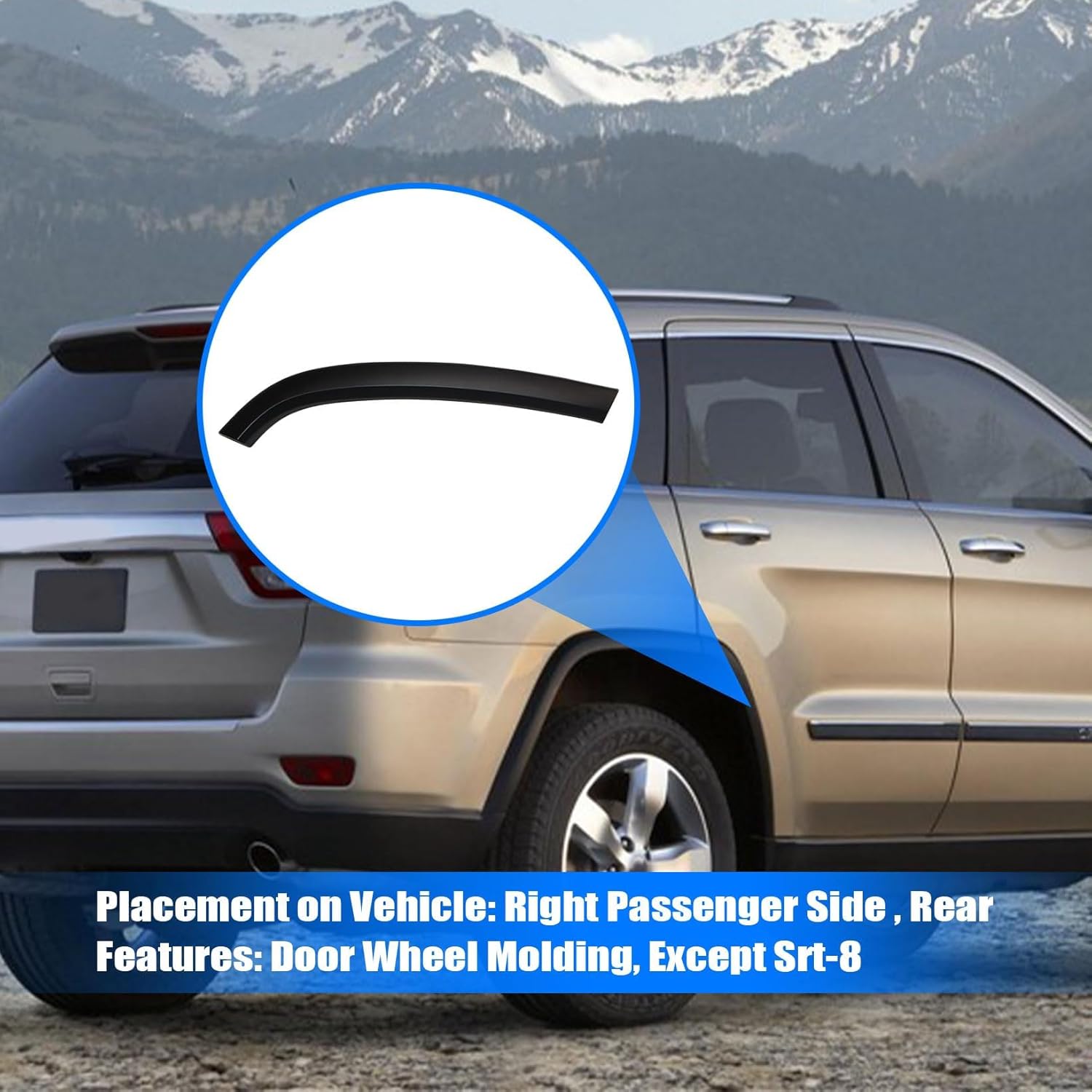 NLQR Rear Passenger Side Wheel Molding Trim, Fit for Jeep Grand Cherokee 2011-2021, Replace CH1791102 1MP36RXFAE, Rear Right Front Section Door Wheel Molding Fender Trim