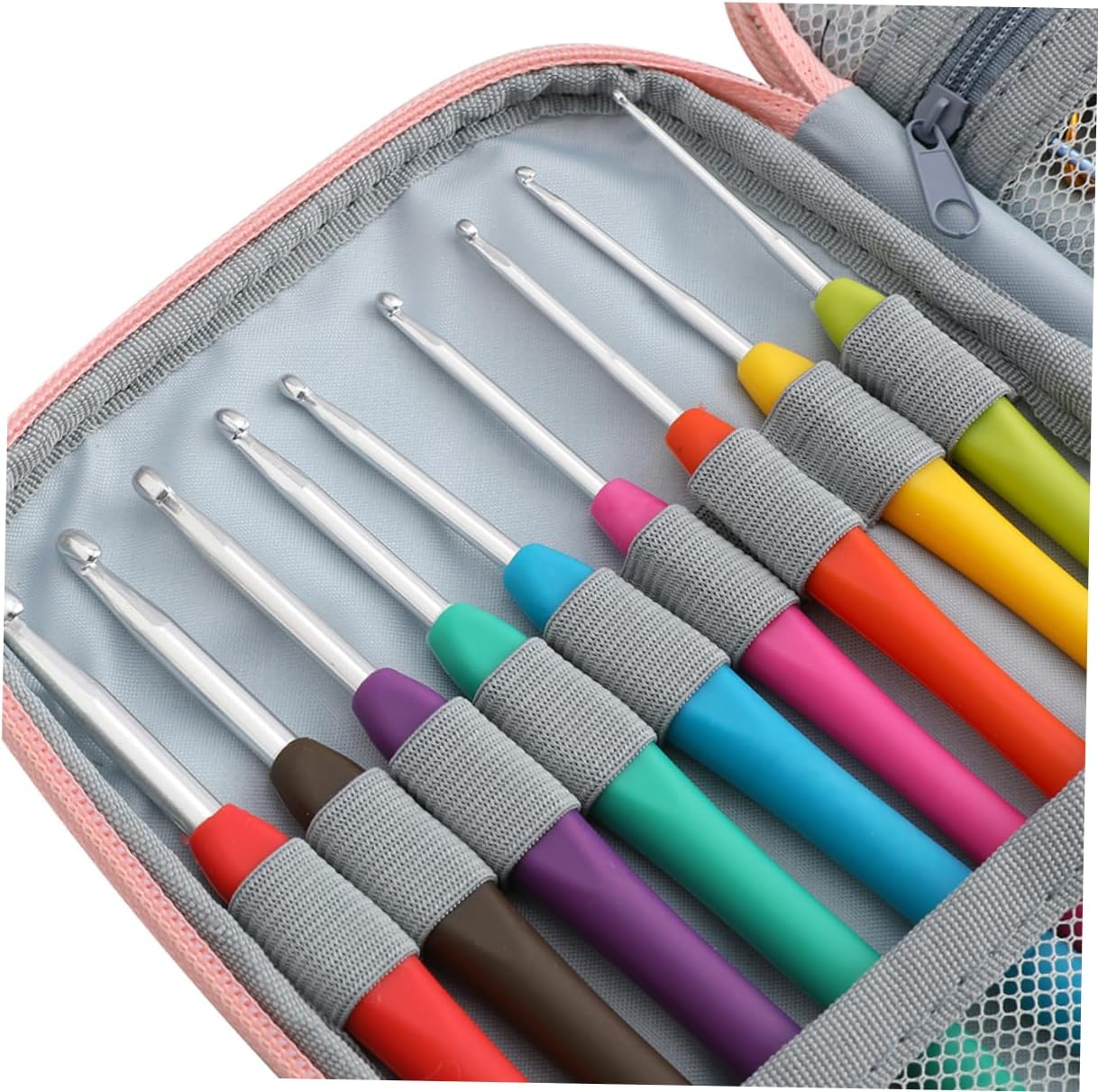 jojofuny Colorful Crochet Hook Set with TPR Soft Grip 9-Piece Knitting Tools Kit for DIY Crafts for Beginners and Experienced for Knitting and Weaving Projects