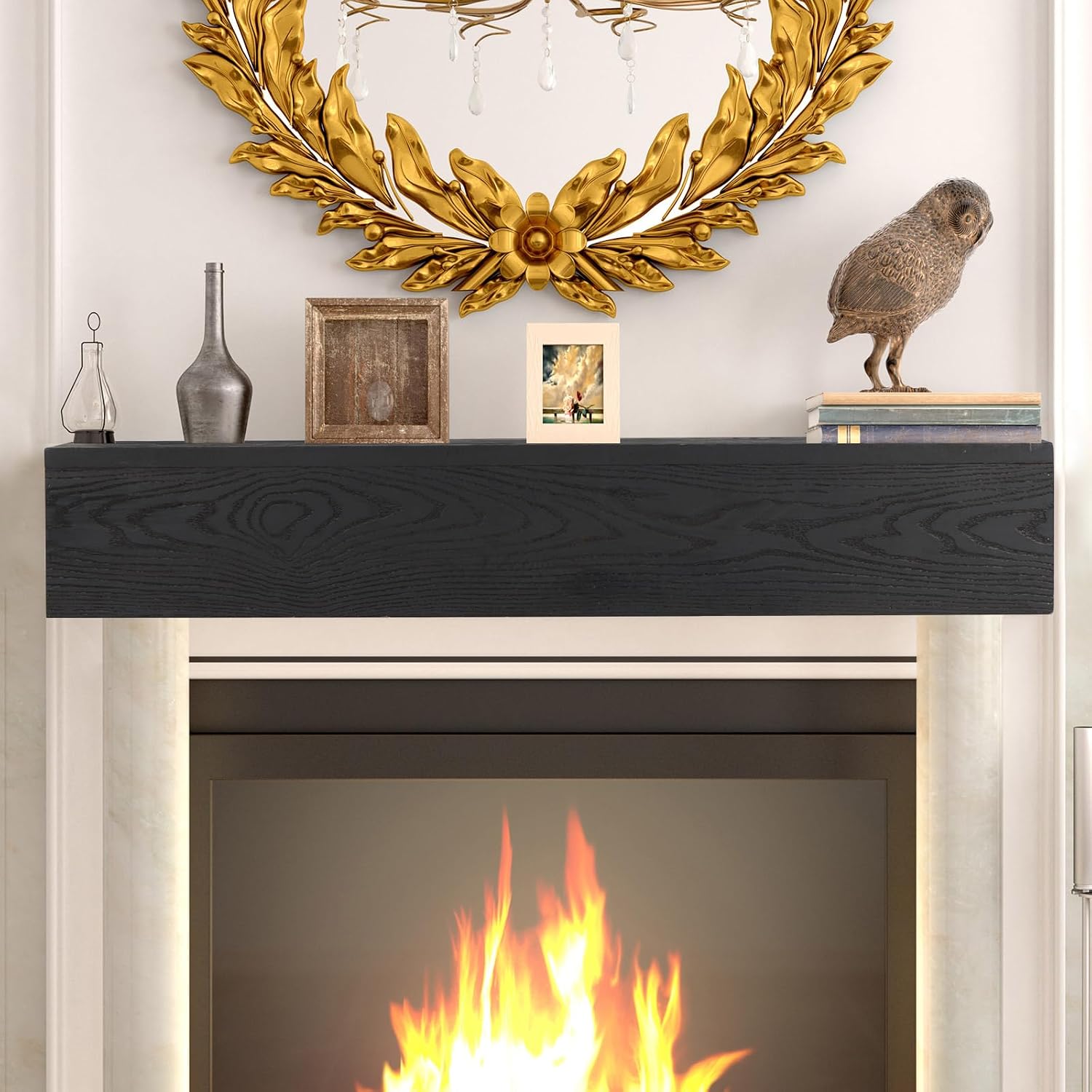 Anwick Fireplace Mantel - 60" Wood Mantels for Fireplace, Wall Mounted Floating Mantel Shelf for Home Decor, Living Room, 60" L x 9" W x 6" H (48 Inch)