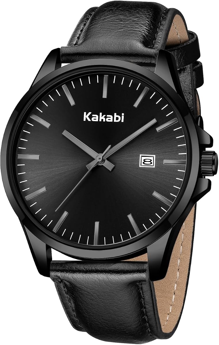 Watches for Men, Minimalist Leather Watch Classic Analog Quartz Date | Fashion Casual Mens Wrist Watch, Simple Business Style, Waterproof Dress Watch, Gifts for Men