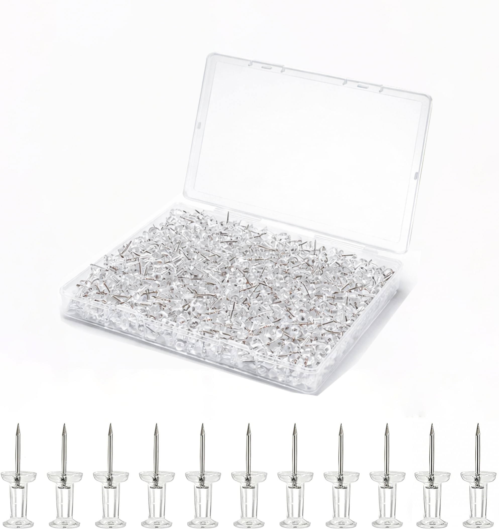 350 Pack Clear Thumb Tacks, Push Pins with Nickel-Plated Steel Point, Push Pins for Cork Board, Bulletin Board, punaises Babillard, Maps, Photos & Office Use image 5