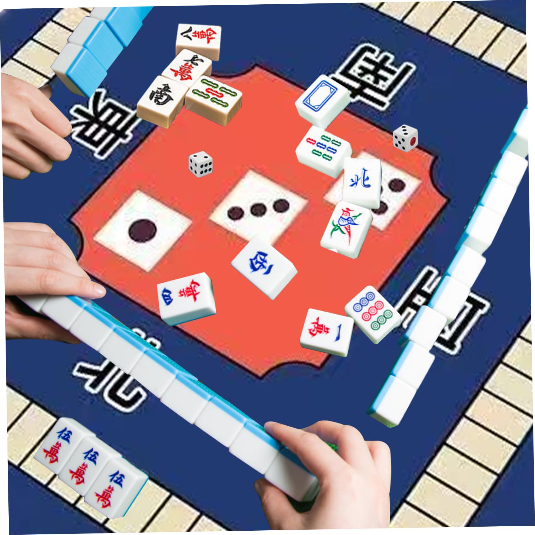 Tapis de Table Mahjong antidérapant 80 x 80 cm, réduction du Bruit pour Table, Jeu résistant à l'usure pour fête, Poker, Cartes, Jeux de société familiaux Bleu