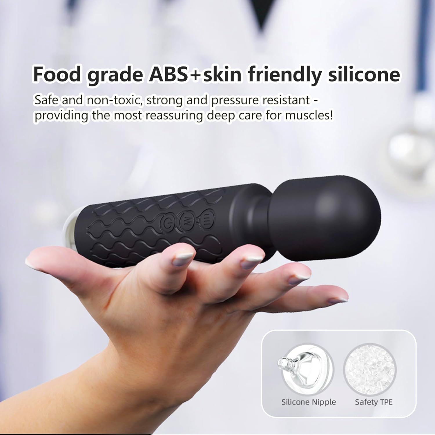 Lightweight Massager, Head, Hands, feet, Neck, Back, Legs, Black Wand, Makes the Body Comfortable and Happy, Relaxing the Body and Mind at Home or While Traveling.