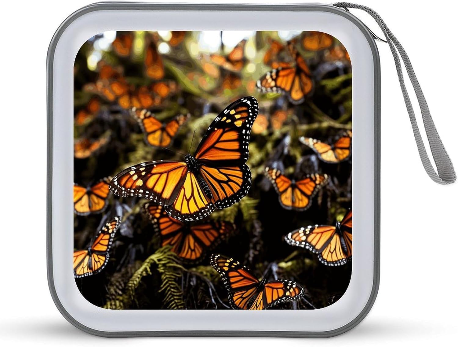 Orange Monarch Butterflies CD Case 40 Capacity Hard Plastic DVD Case Portable Zipper CD Case Holder Disc Cases Storage Binder Large Storage Disc Wallet Bag for Car Home Office Travel