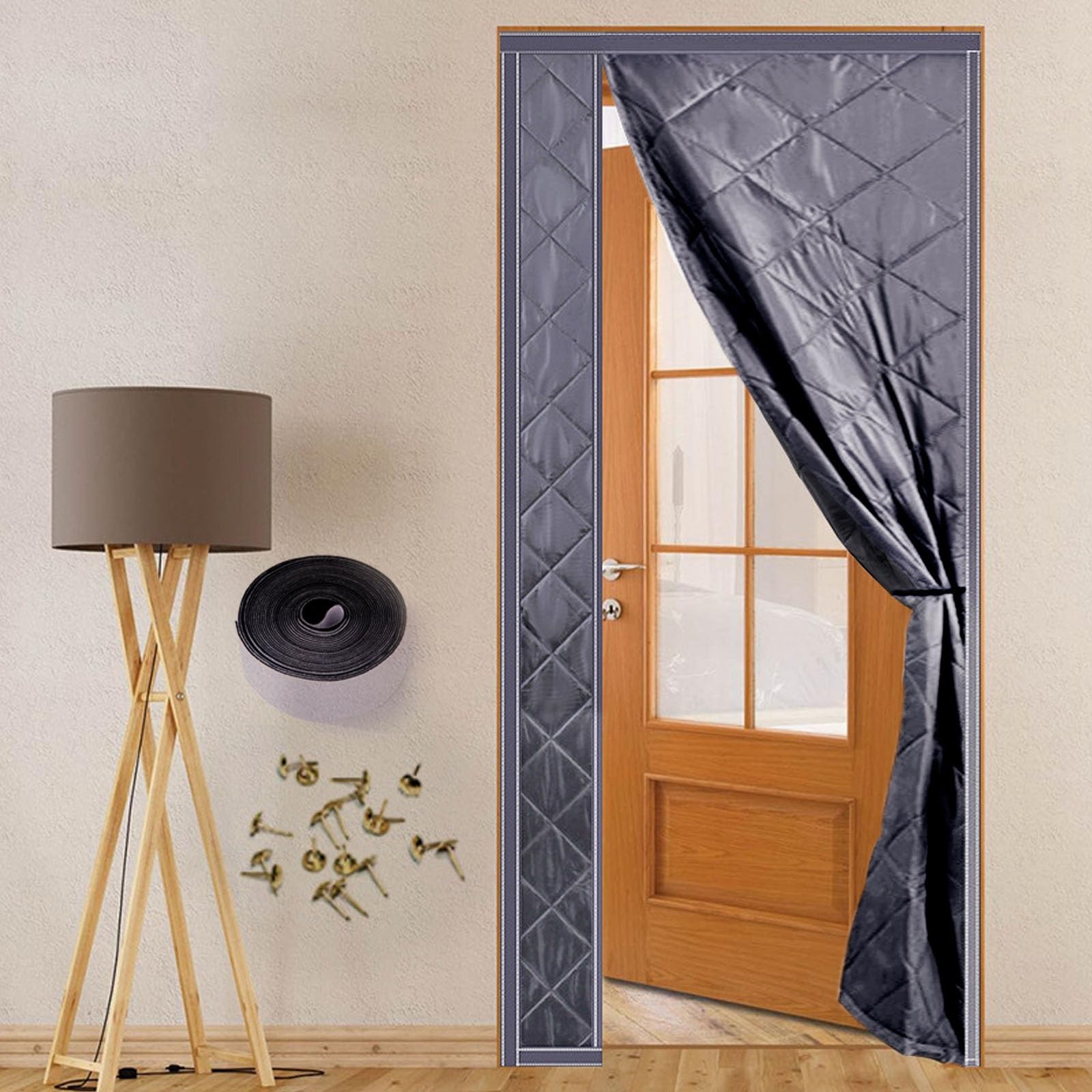 Rideau isolant thermique magnétique étanche de 110x220cm coupe-vent pour entrée