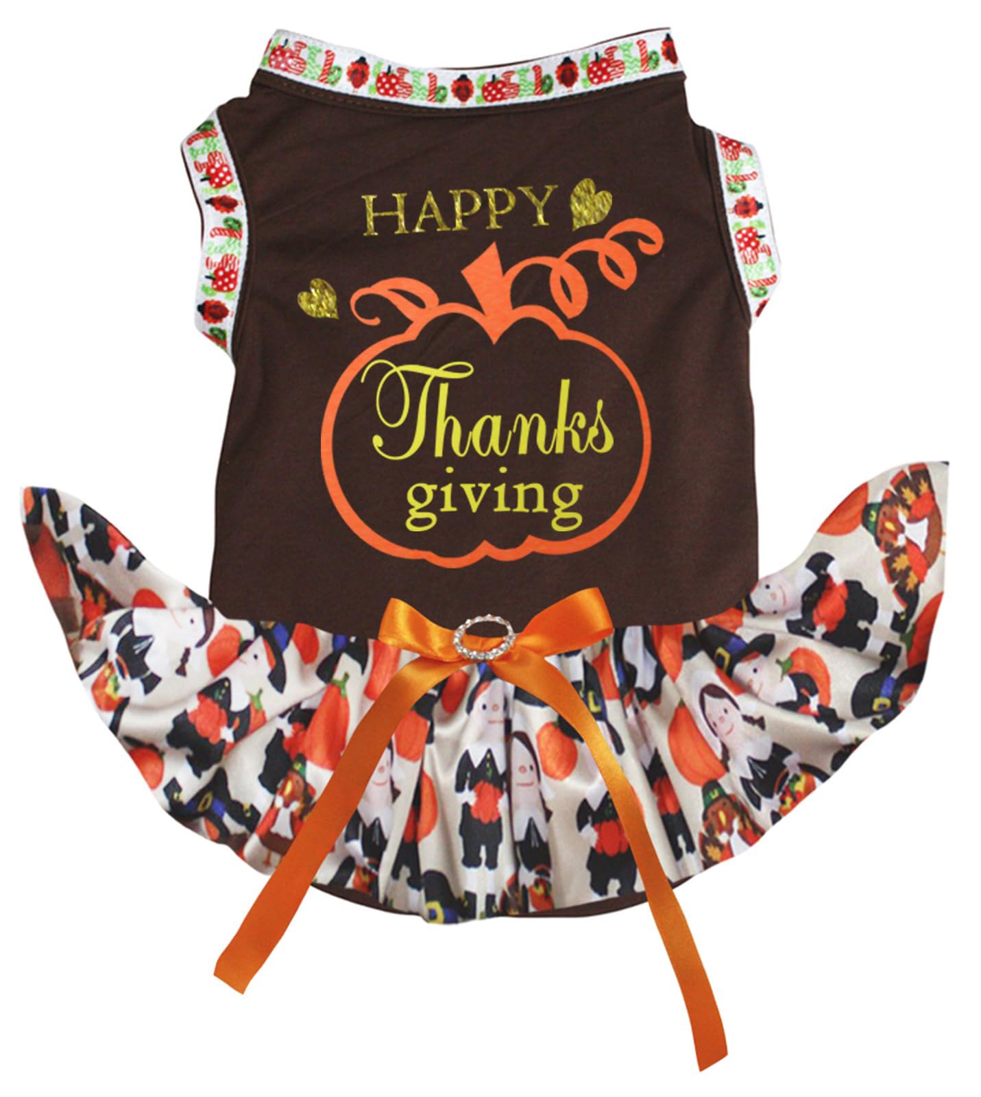 Robe pour chiot citrouille Thanksgiving marron taille M vêtement chien