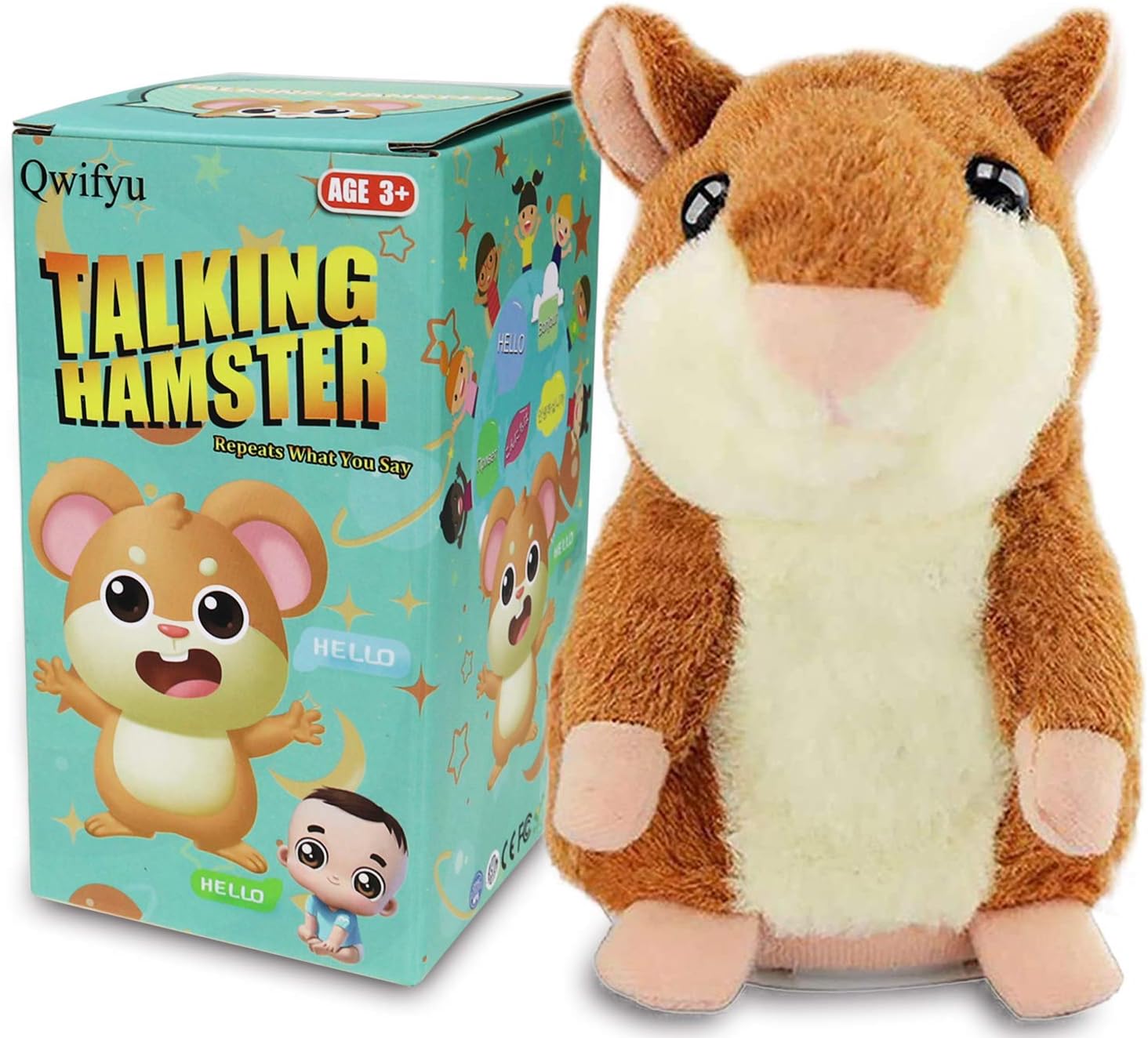 Talking Hamster, Interactive Stuffed Plush Animal Talking Toy Cute Sound Effects with Repeats Your Said Voice, Best Buddy for Kids Gift Age 3+ (Brown)