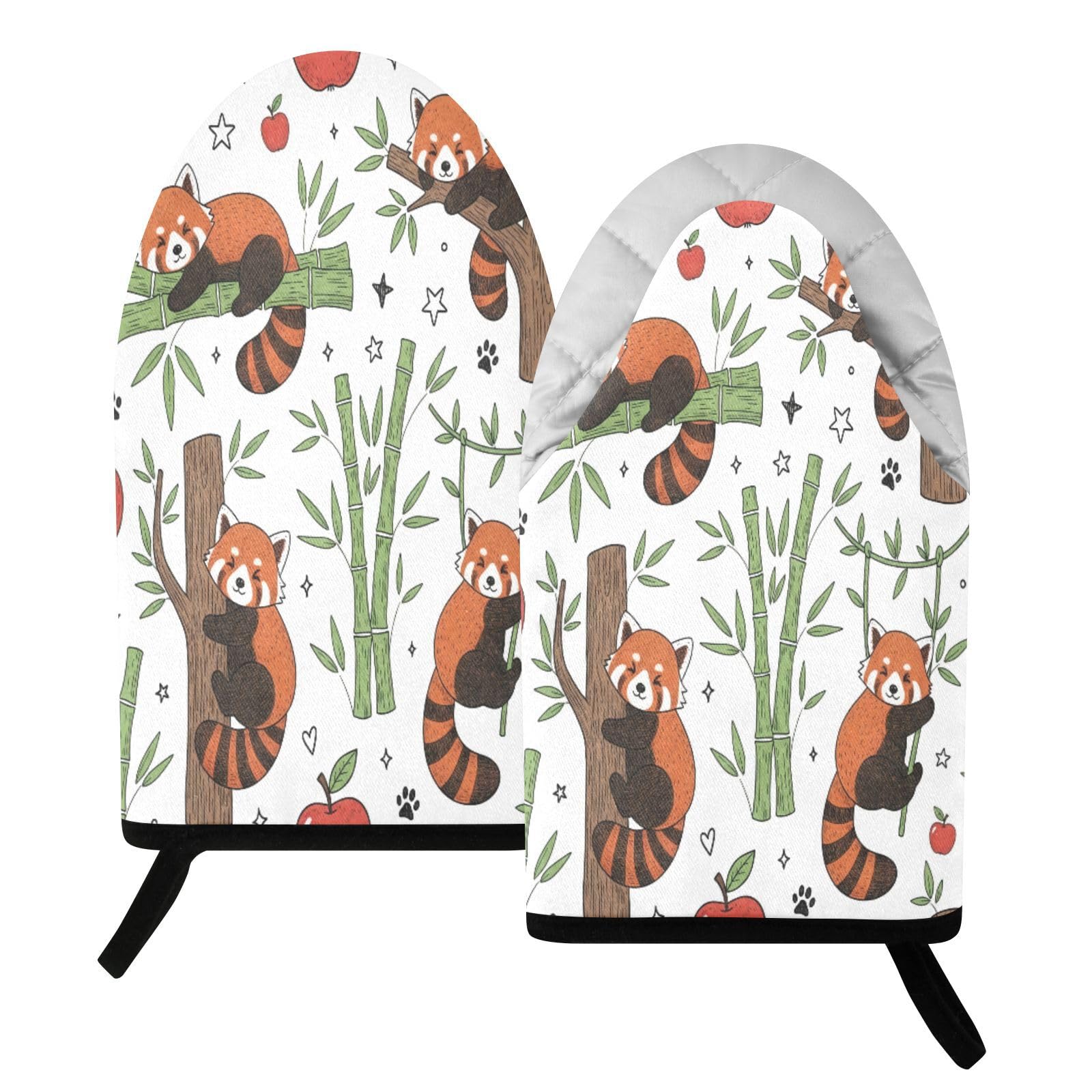 BURSTDDY Cartoon Panda Oven Mitt,Heat Resistant Kitchen Mitts for Cooking