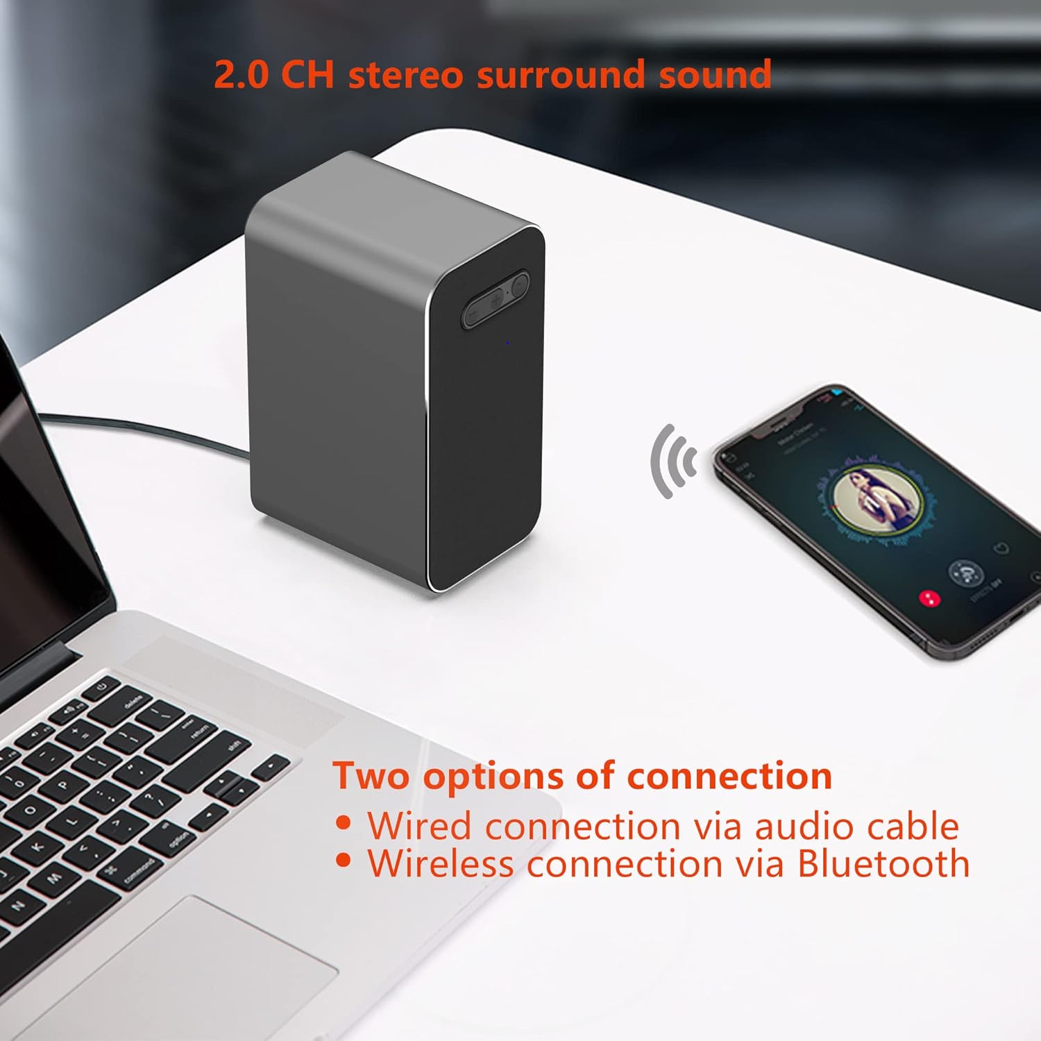 KEiiD KD-C01 Speakers connected via Bluetooth to a smartphone