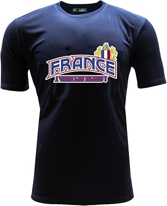ARZA Mens France Fan Jersey 100% Vive Les Bleus Navy Blue Color