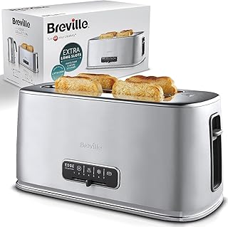 Edge Silver 4-Slice Toaster with Extra Long Slots and High-Lift | Brushed Stainless Steel [VTR023]