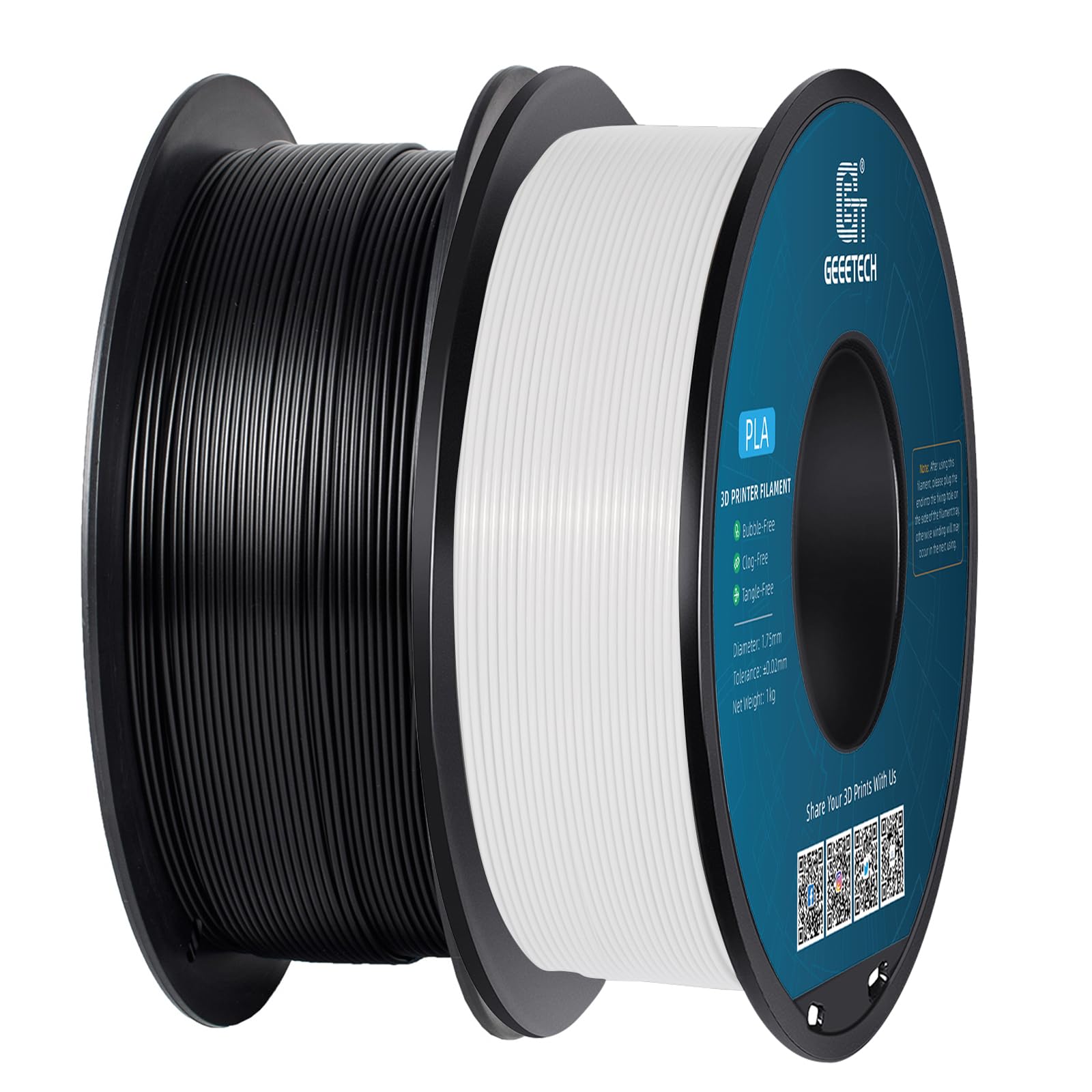 filamento 3d geeetech black e white 175mm