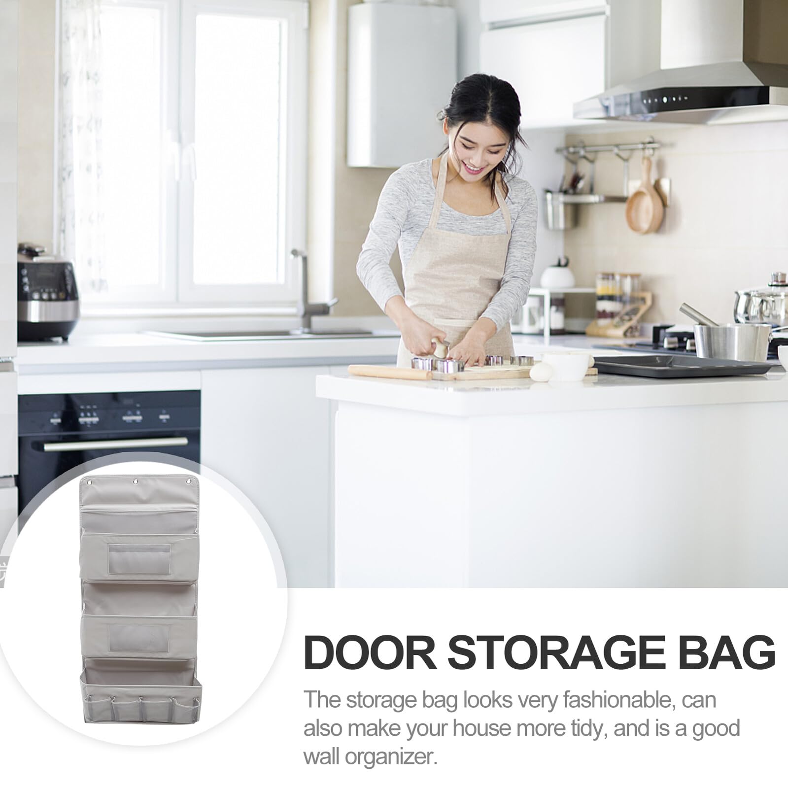 TOPBATHY Bolsa De Almacenamiento Colgante para Armario y Puerta, 3 Capas, Tela Gris, Organizador De Pared para Hogar, Dormitorio y Sala, Práctico Espacio De Guardado