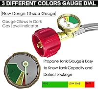 Vista 6 de Regulador de Gas Propano LP de Cambio Automático de 2 Etapas para RV con Dos Mangueras Trenzadas de Acero Inoxidable RV Pigtail de Propano de 18
