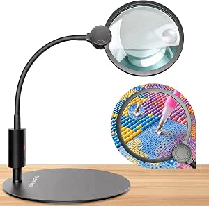 10X 30X Large Magnifying Glass with Light and Stand, 3 Color Modes