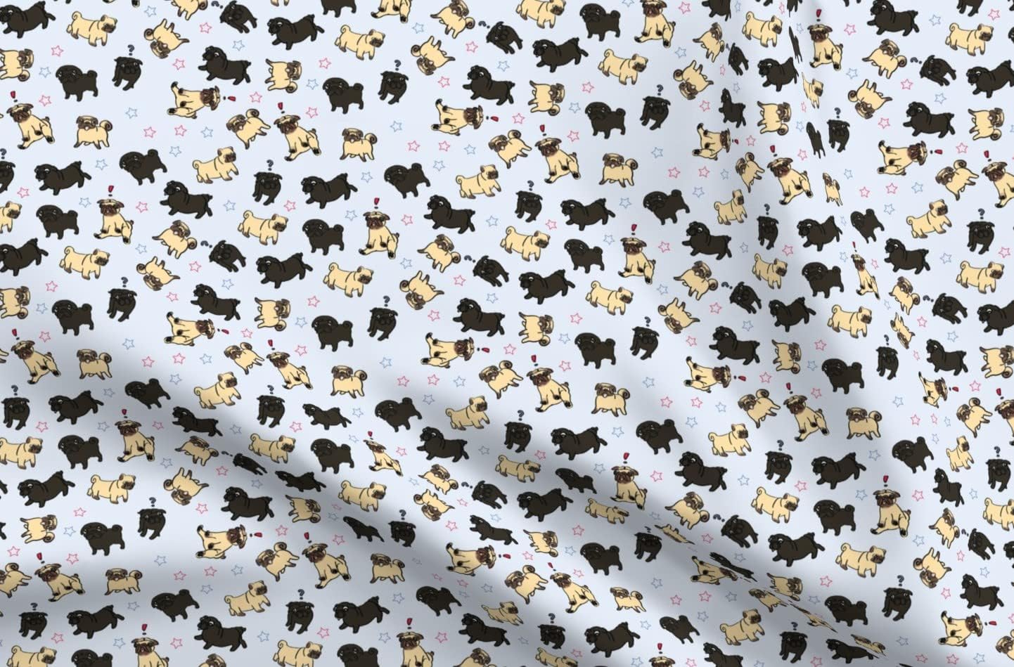 Spoonflower Fabric - Pug Parade Pugs Animals Cute Illustration Printed on Minky Fabric by The Yard - Sewing Baby Blankets Quilt Backing Plush