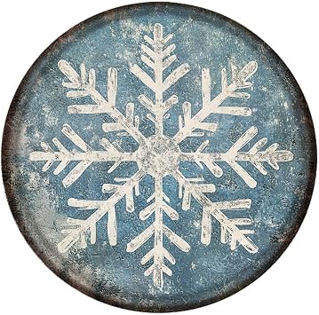 DWYIZMOT Round Metal Sign Snowflake Metal Tin Sign Retro Vintage for Winter Wreath Home Yard Garden Bar Cafe Decor 8 Inch