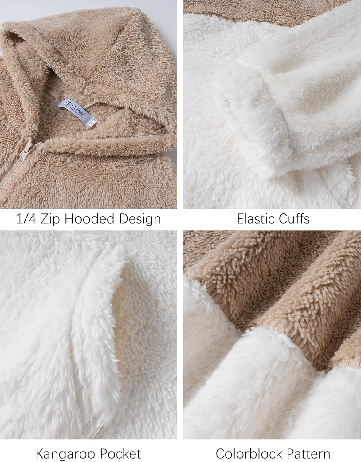 Flygo Girls Fuzzy Sherpa Hoodie Fleece Pullover Quarter Zip Hoodies Fluffy Sweaters Casual Long Sleeve Sweatshirt 5-14Years - Image 6