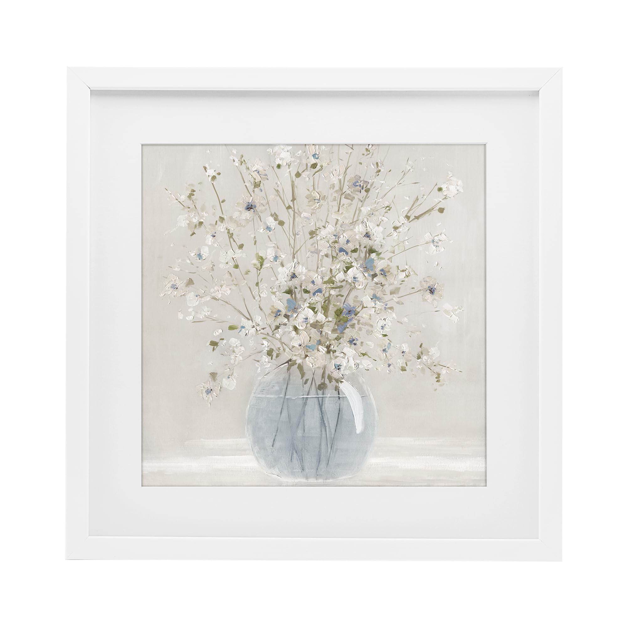 Subtle Glass Vase Bouquet, 16 x 16 Inch Framed Print Under Glass