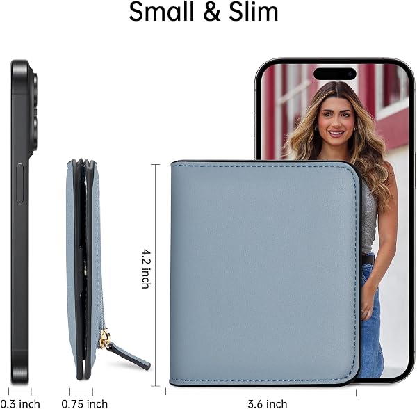 Toughergun Women’s Small Slim Leather Wallet with RFID Protection, Compact Bifold Mini Purse with Clear ID Window - 2