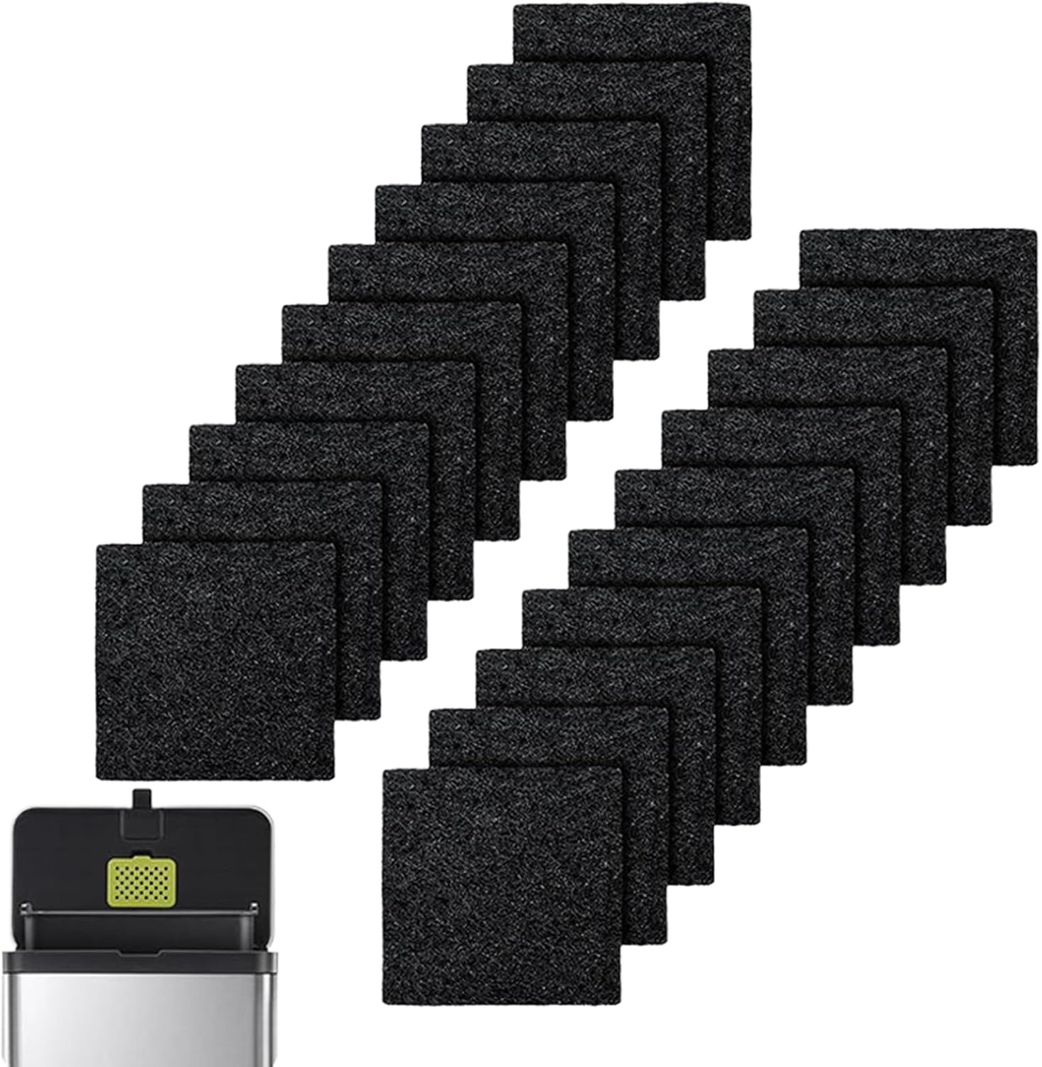 Garbage Bin Carbon Filters, Eco Friendly Deodorizer for Compost Bin with Self Adhesive Backing, High Density Wood Fiber with Odor Neutralization, Universal Kitchen Waste Solution 20 Pack
