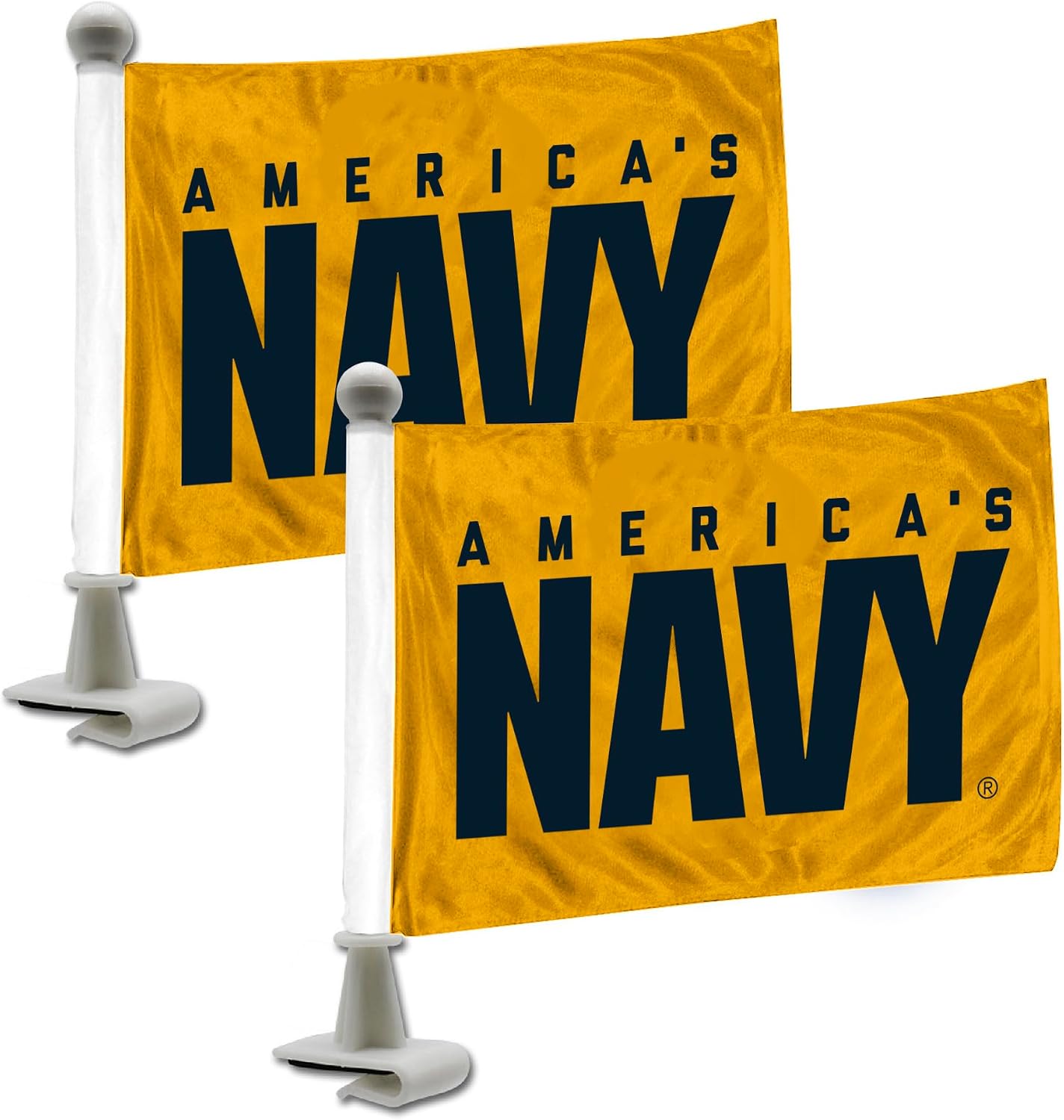 FANMATS 61855 U.S. Navy Ambassador Car Flags - 2 Pack Mini Auto Flags, 4in X 6in, Perfect for Hood or Trunk