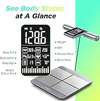 Vista 2 de RunStar Báscula para peso corporal y porcentaje de grasa, escala inteligente digital de precisión de 8 electrodos para medición de composición