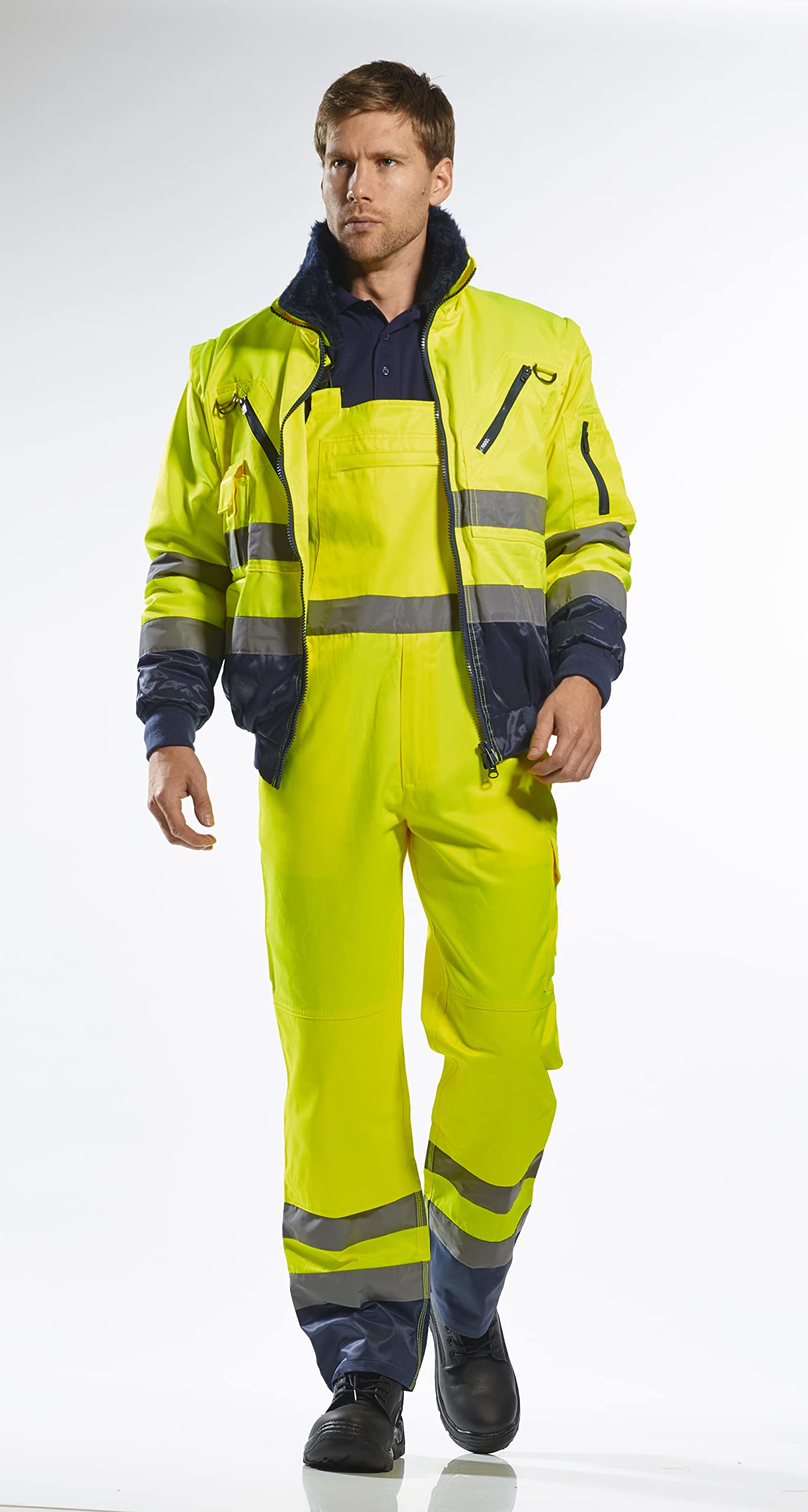 Portwest Cazadora 3 en 1 Alta Visibilidad Amarillo Marino PJ50YNRL Tamaño L