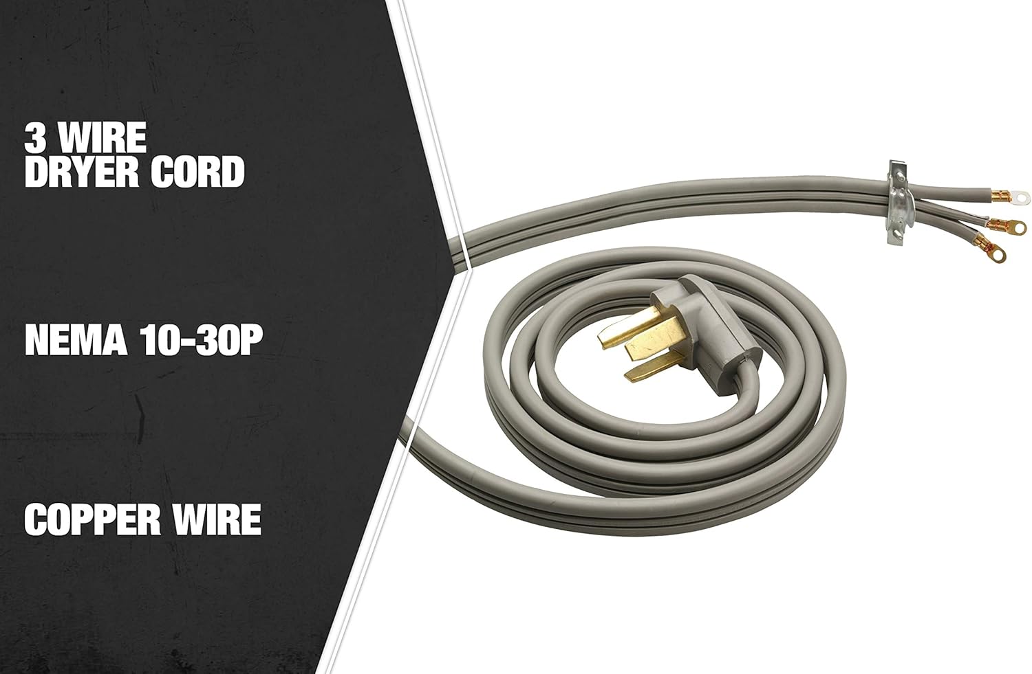 Southwire Dryer Power Cord - Built for Safe & Secure Dryer Connections - 3-Wire Design - Flat Right Angle Plug - Copper Conductors - 30 Amp - 6 Foot