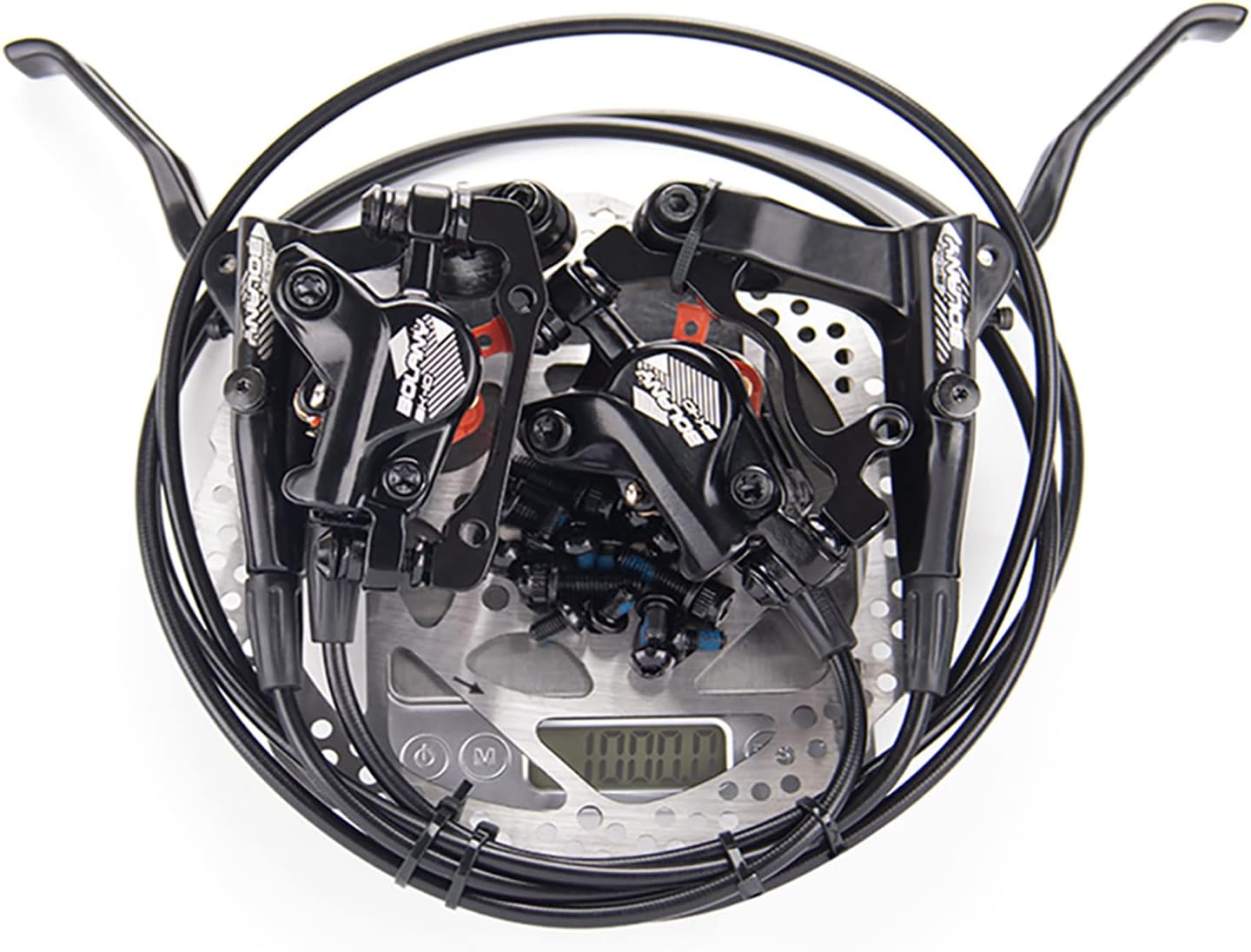 BOLANY Disc Brake Sets Oil Hydraulic MTB Bike Aluminum Alloy Left Front 800mm Right Rear 1400mm Brake Levers with is/PM Adapter Fit MTB Fat Bike E-Bike