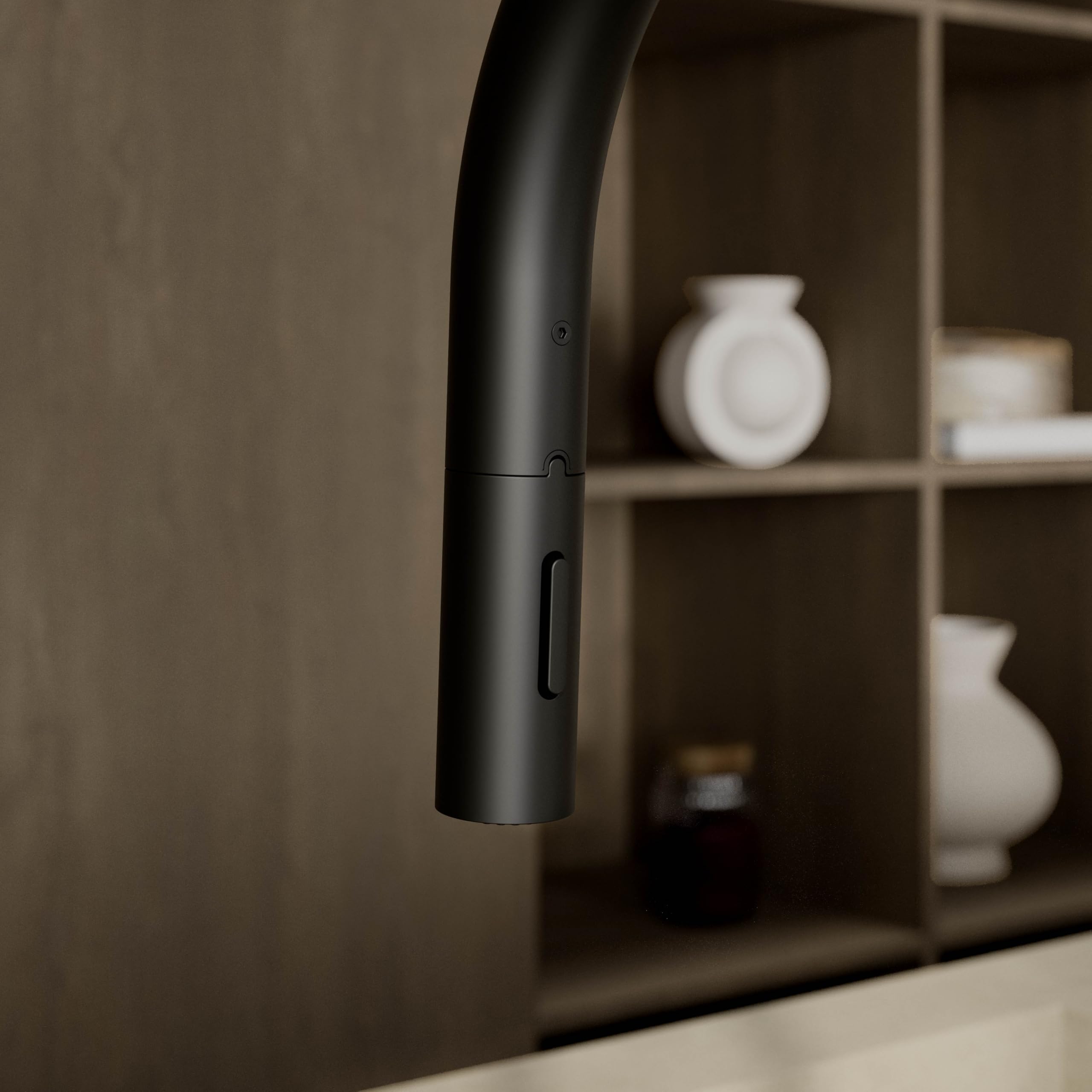KLUDI Rubinetto cucina Aurea (nero opaco) - Girevole a 360 gradi Miscelatore monocomando per lavello con tubo estraibile e doccetta con pulsante di commutazione, 2 modalità, rubinetto cucina