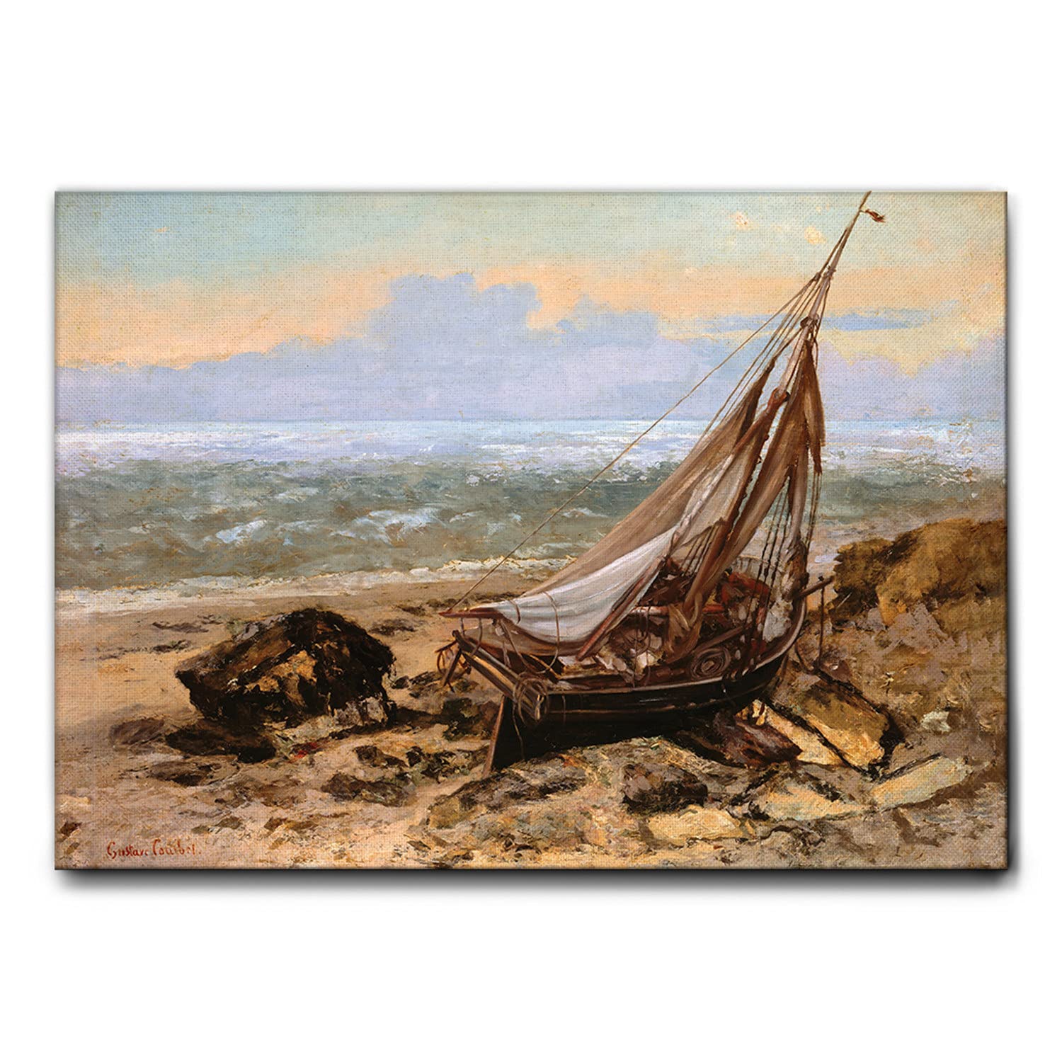 Giallobus - Quadro - Gustave Courbet - La barca da pesca - Tela canvas - 100x70 - Pronto da appendere - Quadri moderni per la casa
