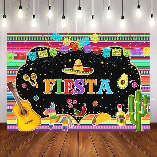Avezano Telón de fondo de fiesta mexicana para fotografía Cinco De Mayo carnaval festival fiesta de cumpleaños fondo de rayas coloridas cactus