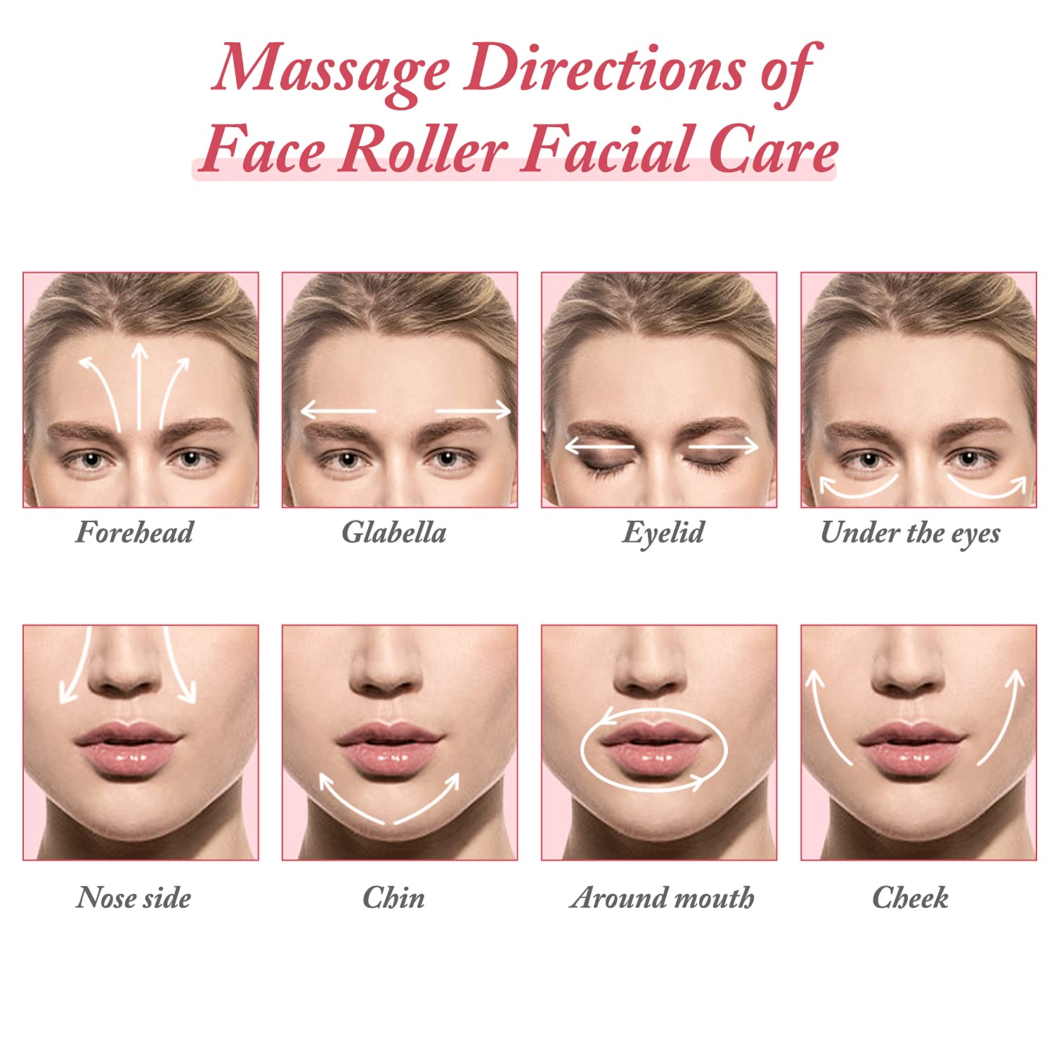 Gua Sha Roller, JaneHome Face Massager Roller, Jade Roller for Face Neck, Jade Stone Facial Roller, Jade Eye Roller Decrease Puffiness and Tighten,Quartz Face Roller,Gua Sha Jade Roller, Quartz Pink