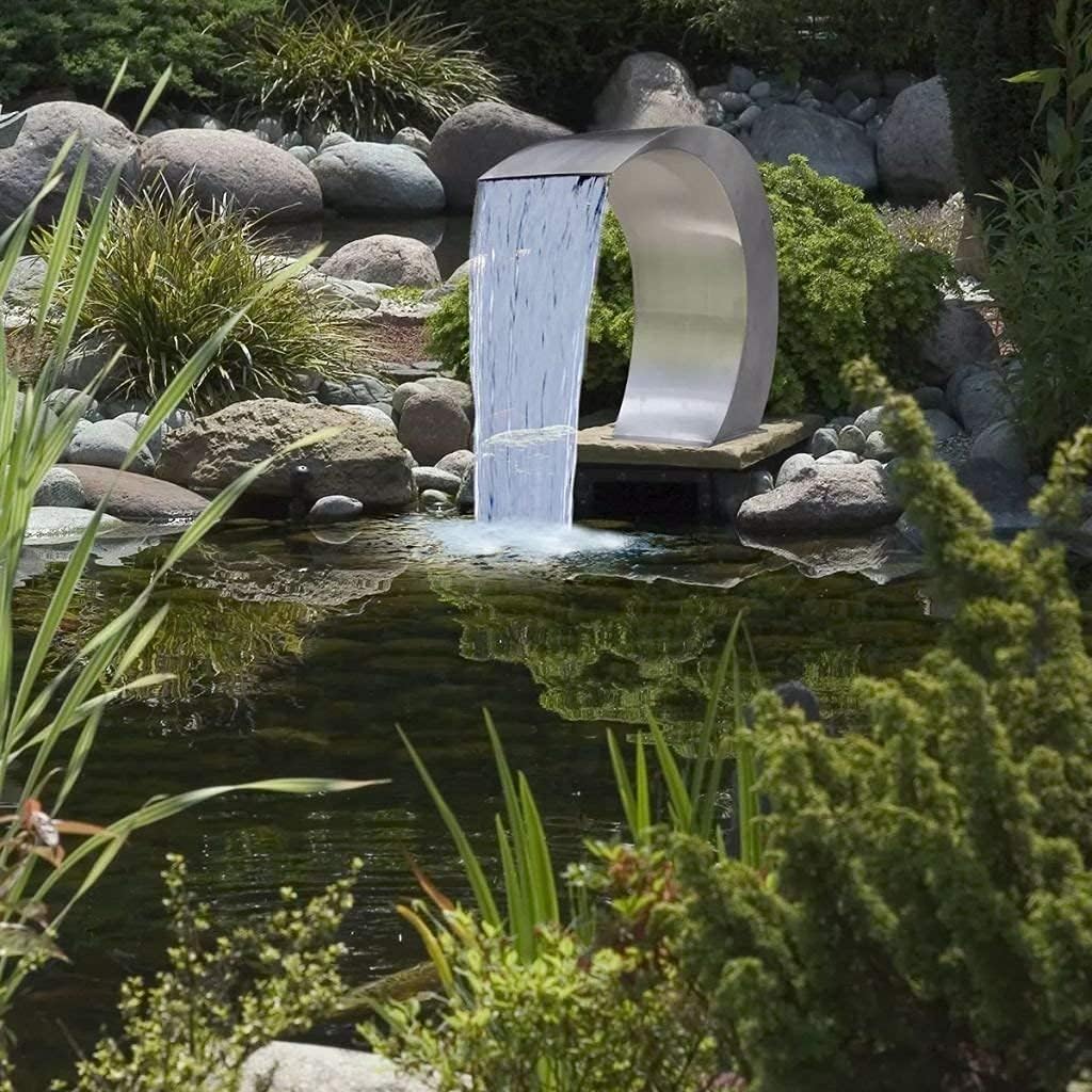 Pool Fountain Stainless Steel Garden Fountain Waterfall for Ground Pools Pond Swimming Pools Garden,60Cm