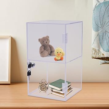 Acrylic Display Case with Lock Key, 2 Tier Showcase Display Cabinet Clear Countertop Display Cabinet, Acrylic Display Box Display Cabinets Multi Functional Safe Storage Box for Retail Store