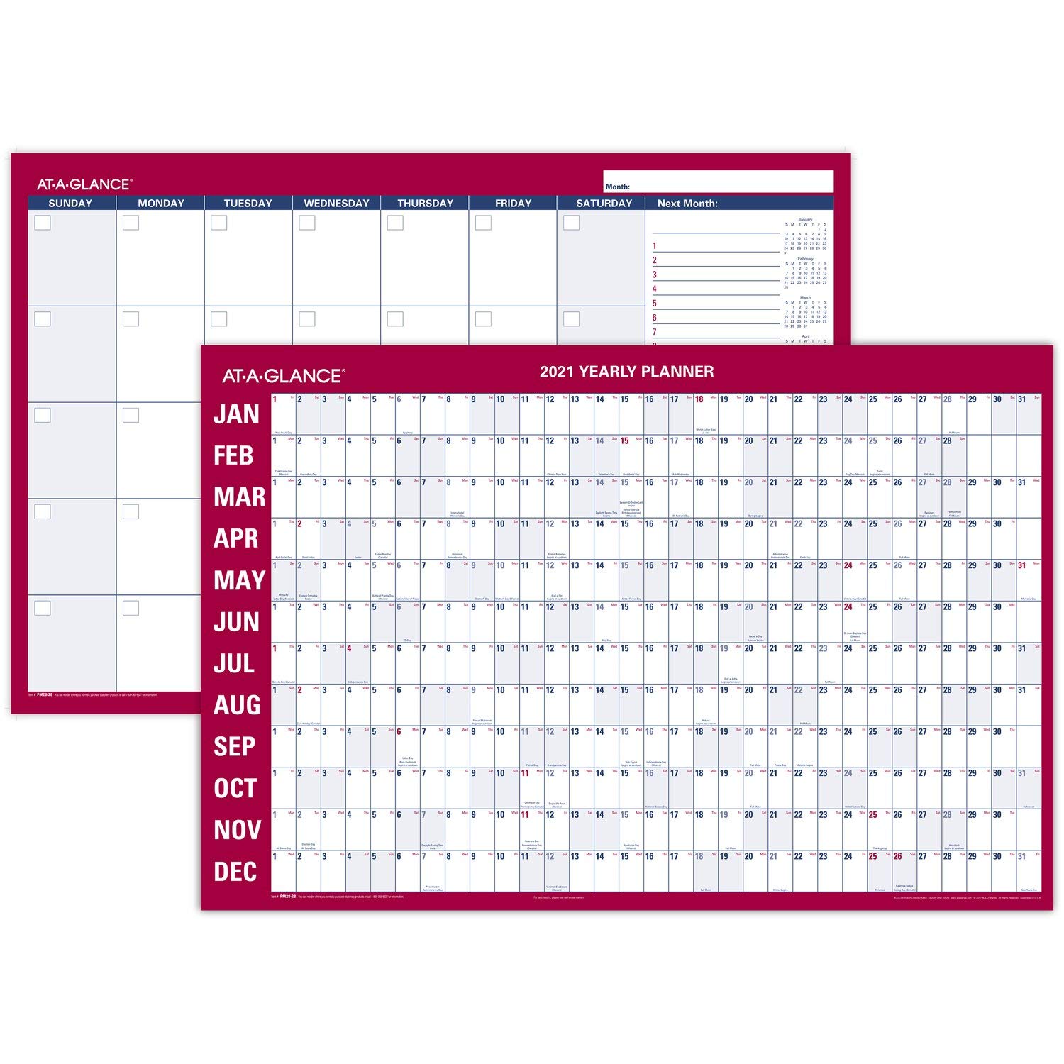 AT-A-GLANCE 2021 Erasable Calendar Dry Erase Wall Planner