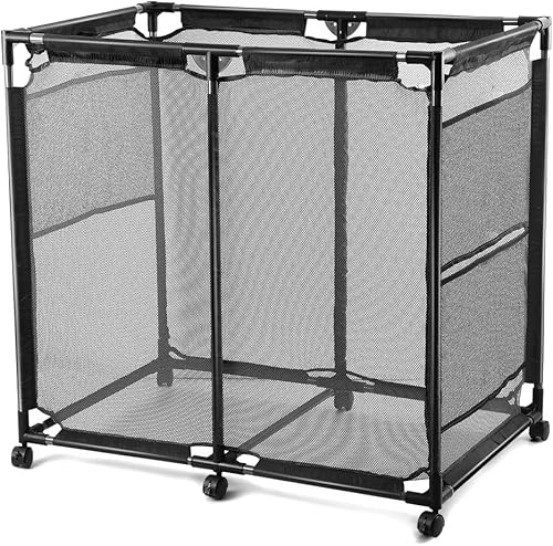 JEFEE Contenedores de almacenamiento para piscina, carrito de almacenamiento de seguridad para piscina, contenedor organizador estándar con malla de