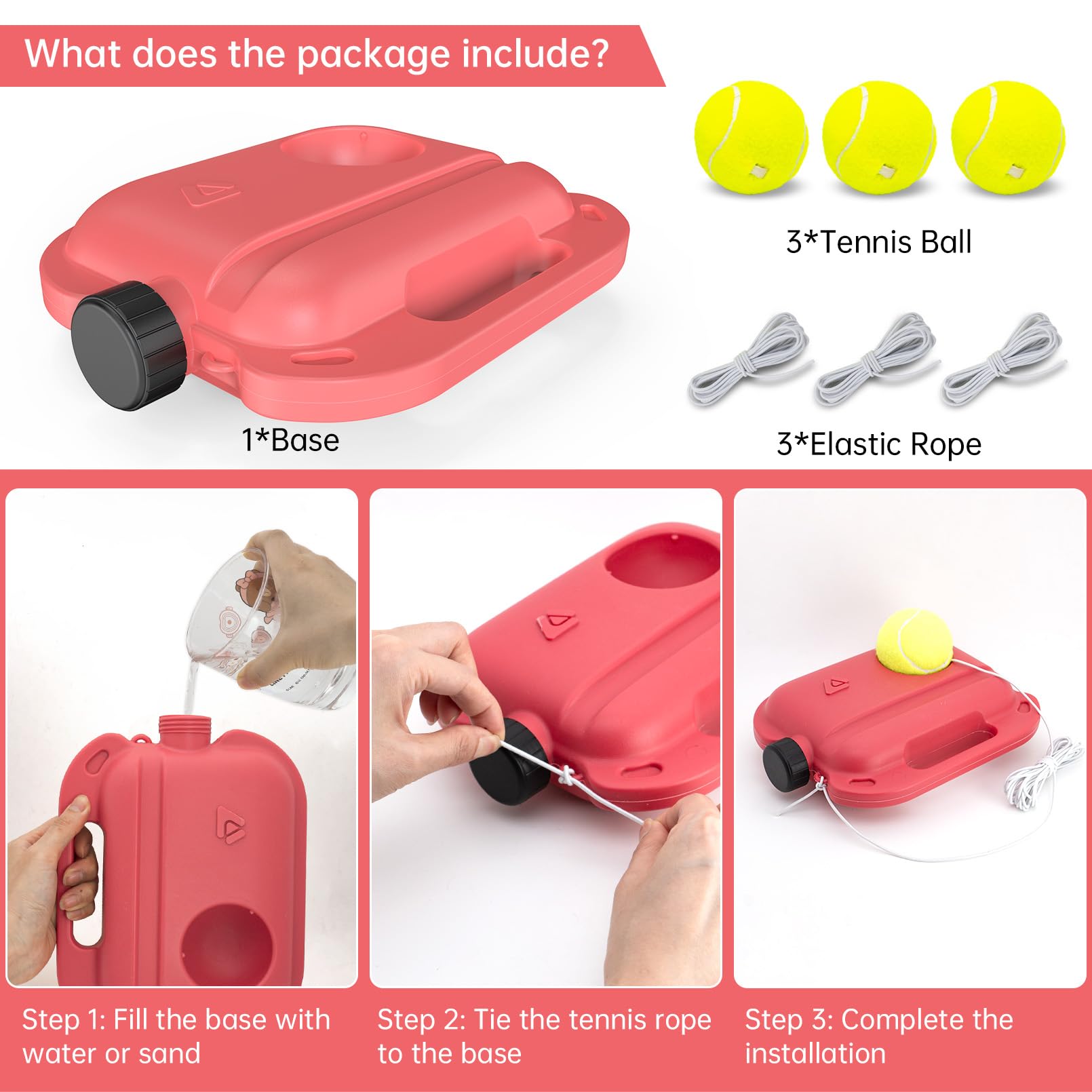 Tennis Trainer Rebound Ball with 2 String Balls and a Mesh Bag, Solo Tennis Training Equipment for Self Tennis Practice, Portable Tennis Training Tool, Tennis Rebounder Kit for Beginner Sport Exercise
