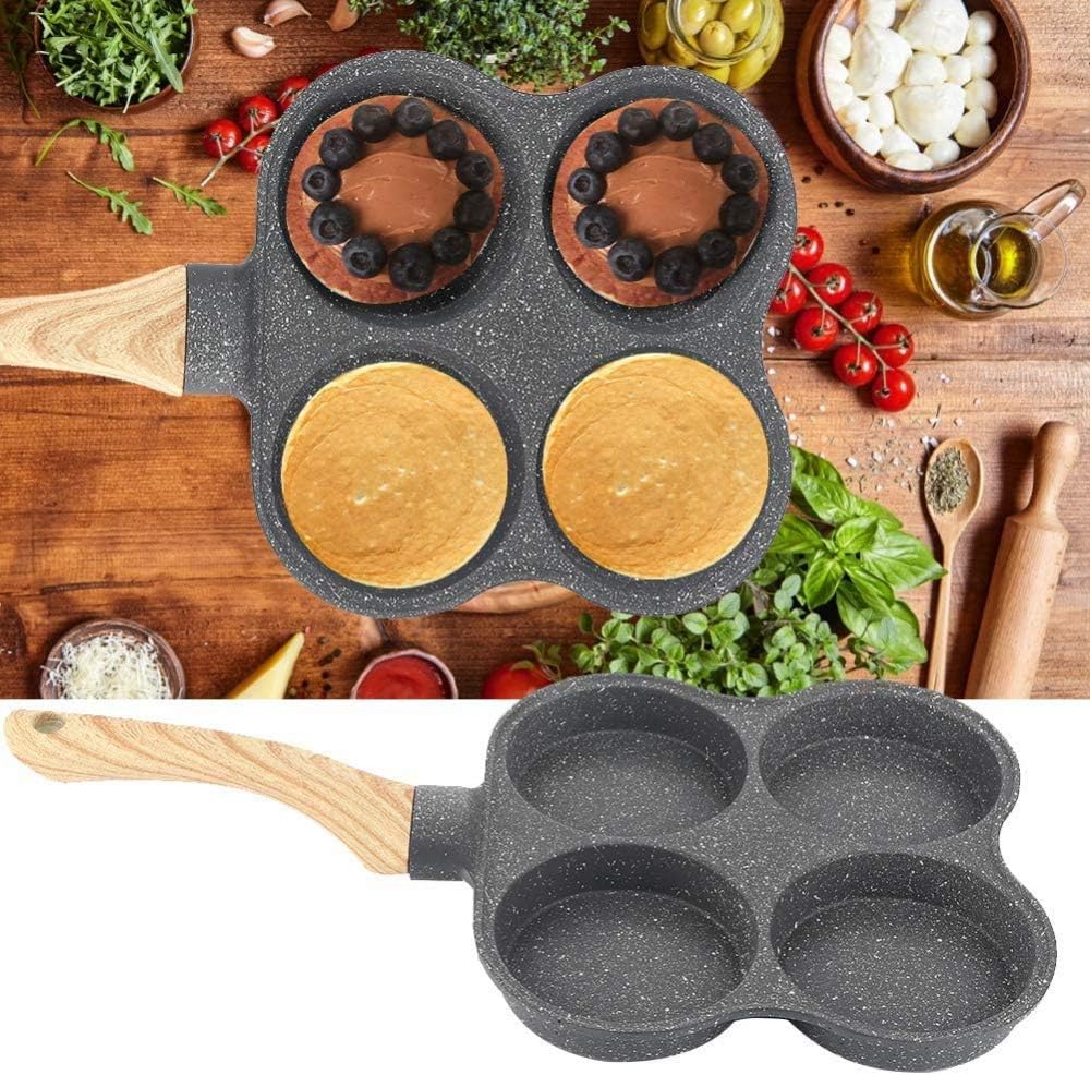 Egg Pan, 4 Hole Omelette Pan Nonstick Frying Pans Breakfast Pancakes Pancake Omelette with Handle