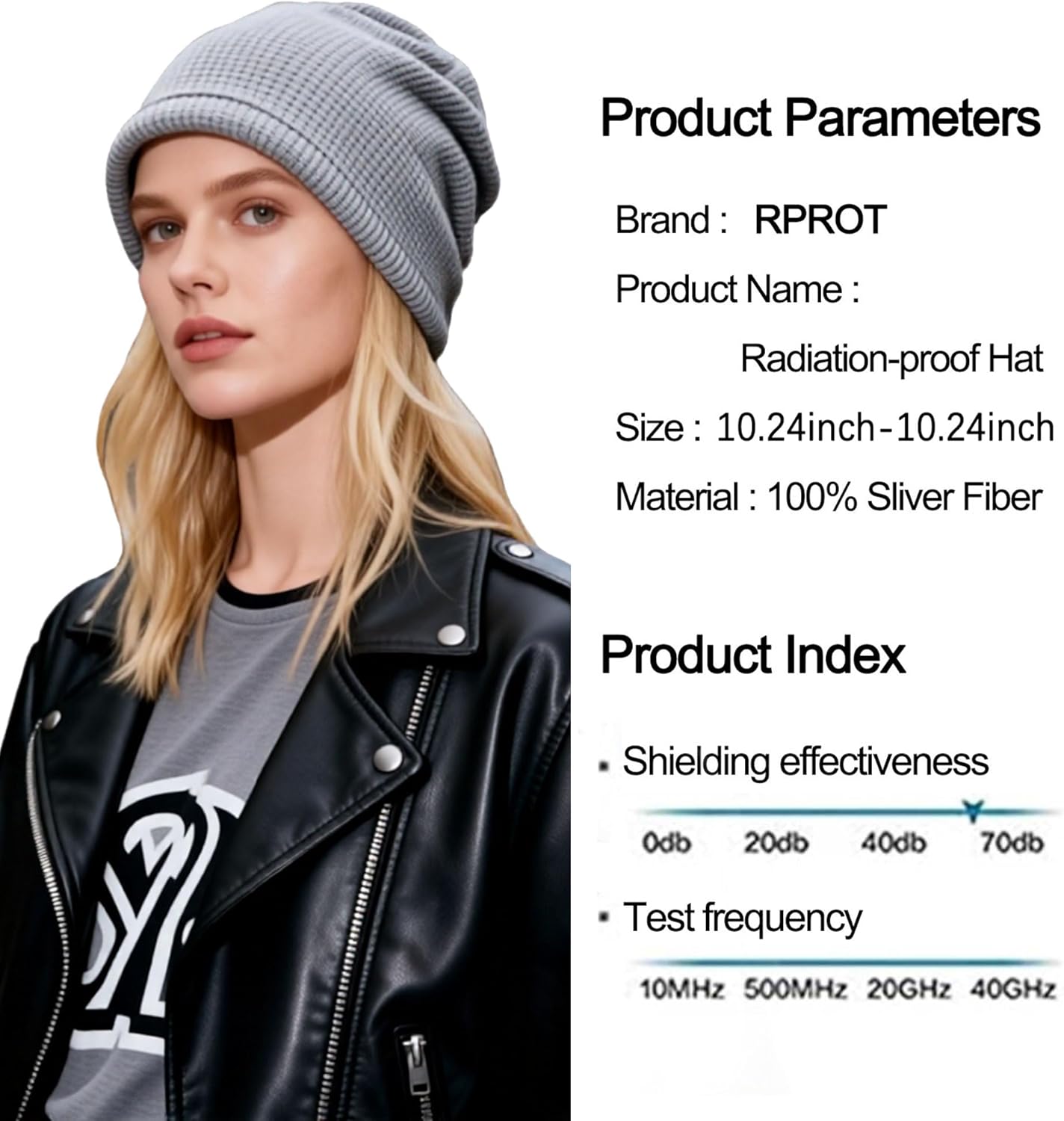 Beanie Protection Hat,Effective 99.99% Anti R.adiation Cap, E.M.F Protection Hat Shielding Cell WiFi 5G RF 19.6-23.6 in